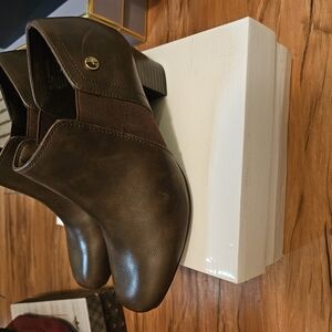 Brown Ankle Boots with Logo Accent